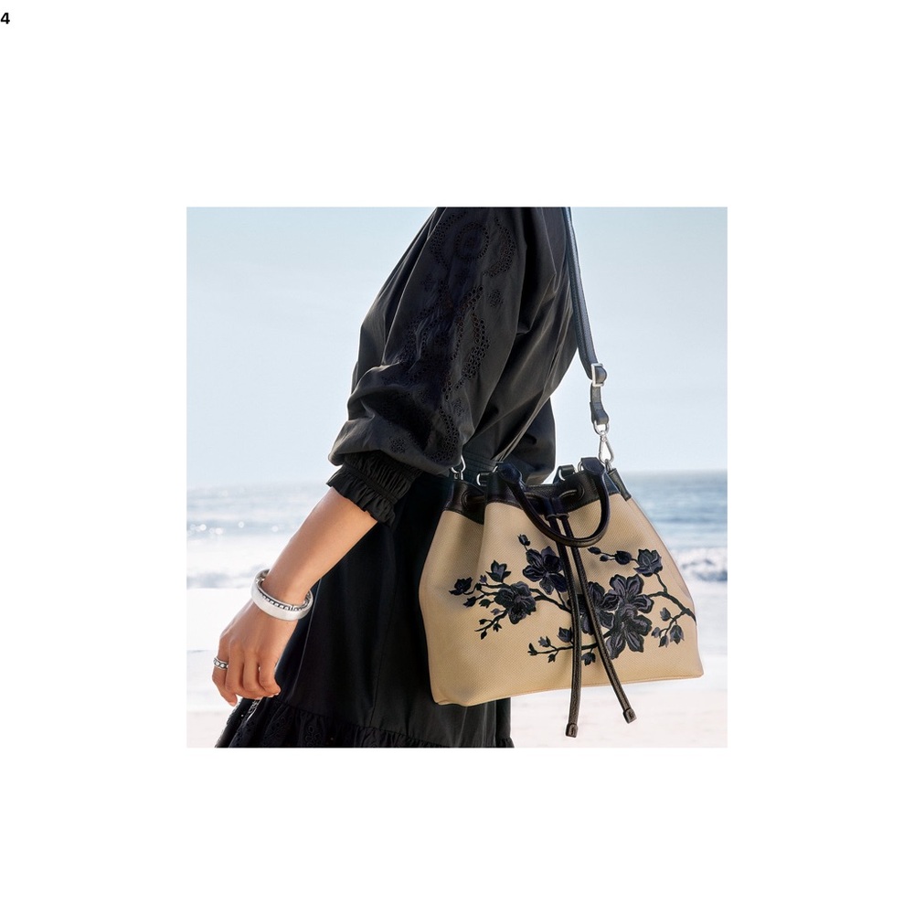 Brighton “Elise” Black and Tan Drawstring Bag - Picture 2 of 11